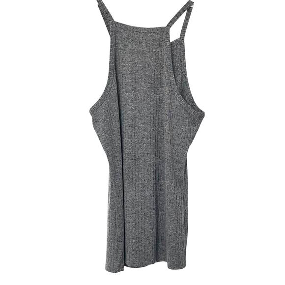 BOZZOLO ROUND NECK, THIN  SHOULDER STRAPS, RIBBED KNIT TANK TOP, L, GREY - Picture 5 of 9